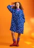Vevd kjole «Jasmine» i lin (indigo/mønstret S)
