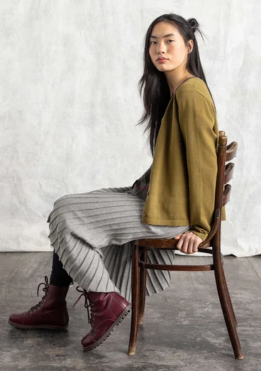 Strickjacke aus Bio-/Recycling-Baumwolle - dunkelolive