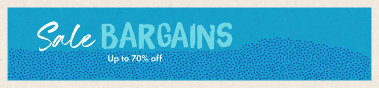 A graphic image in pink and beige with the words SALE BARGAINS.