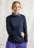 Lyocell/elastane jersey polo-neck top (ink blue XS)