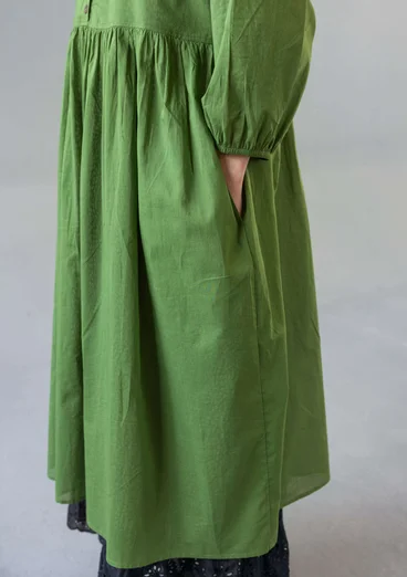 Geblümtes oder einfarbiges Kleid „Leah“ aus luftiger Bio-Baumwolle - grasgrün