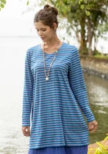 Gestreifte Jerseytunika aus Bio-Baumwolle - klarblau