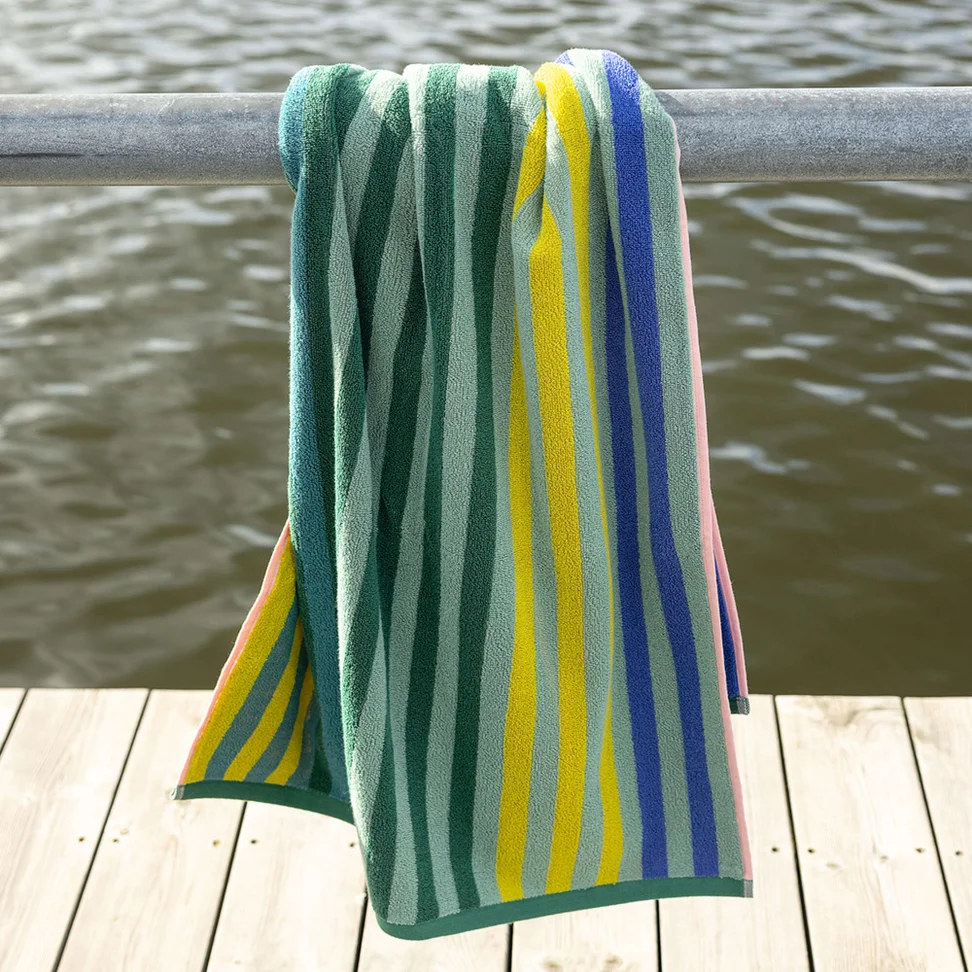 “Sunset” bath towel in organic cotton - green sea glass