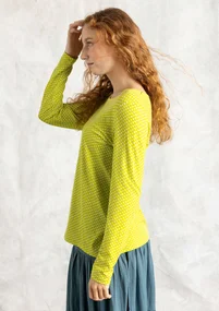 “Tina” lyocell/elastane jersey top - neon green/patterned