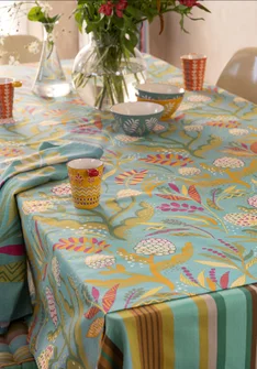 “Artichoke” tablecloth in organic cotton - meadow stream
