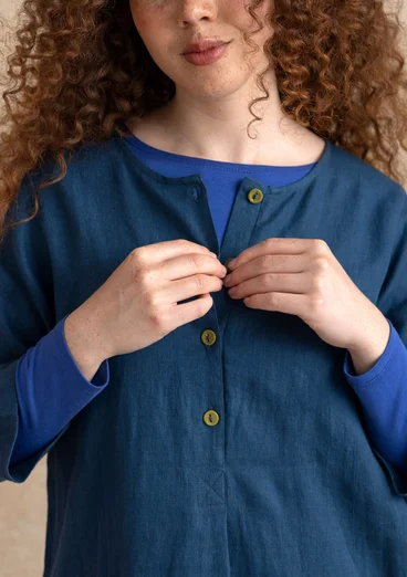 Woven linen tunic - Pacific blue