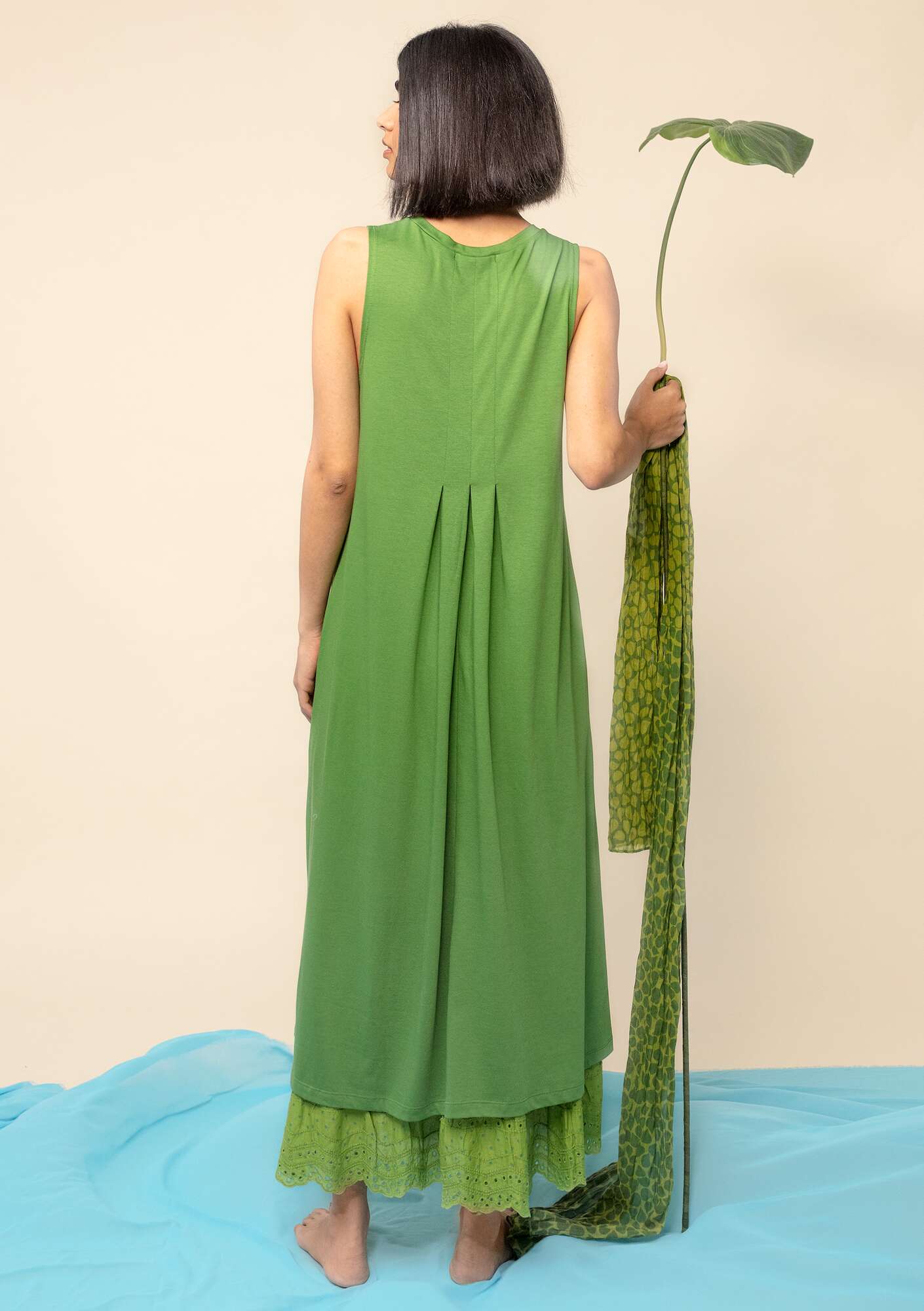Trikåklänning i ekologisk bomull/modal kaktus