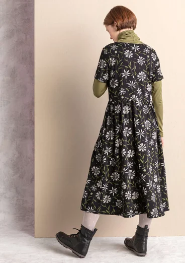 “Isolde” jersey dress in organic cotton/modal - black/patterned