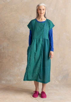 Robe tissée "Sally" en coton biologique - émeraude foncé