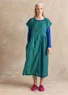 Robe tissée "Sally" en coton biologique (émeraude foncé S)