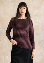 Gestreiftes Langarmshirt aus Bio-Baumwolle - schwarz-aubergine