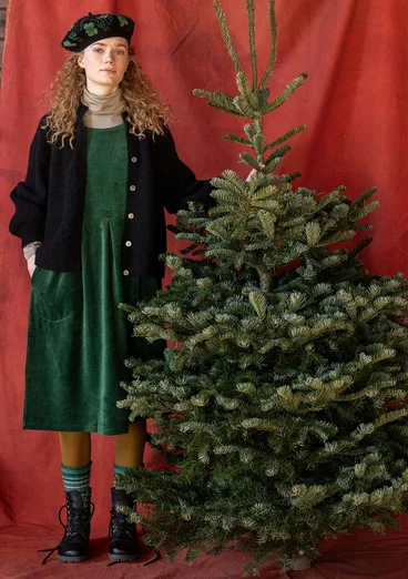 Velourskleid „Fyrverkeri“ aus Bio-Baumwolle/Recycling-Polyester - dunkelgrün