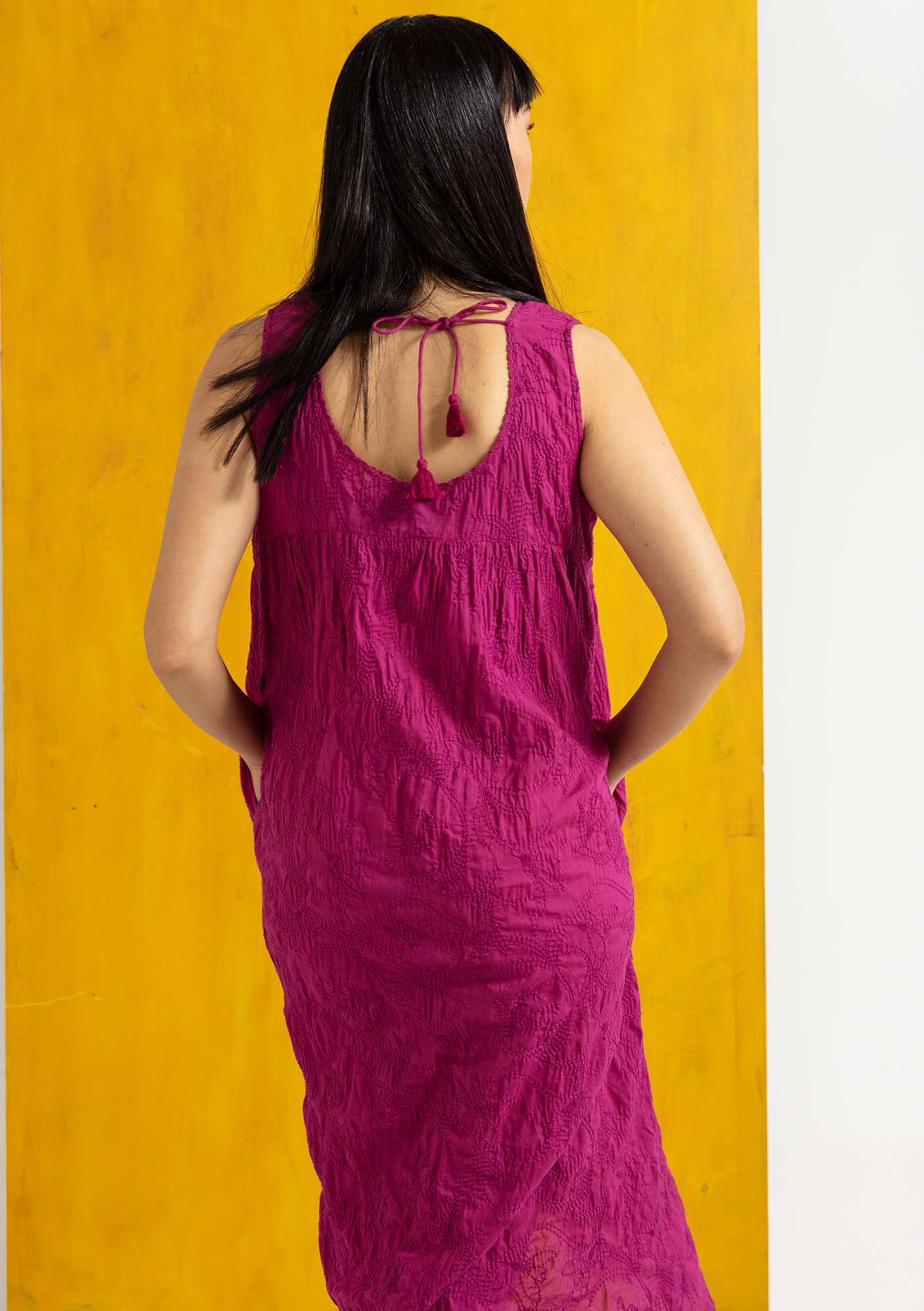 “Kalyani” woven organic cotton dress pink orchid thumbnail