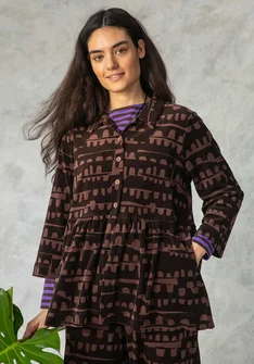 Velours jasje "Paraguay" van biologisch katoen/gerecycled polyester - moerbei