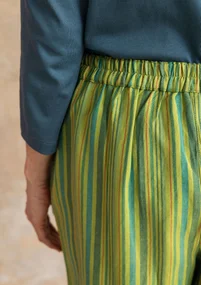 “Esme” woven organic cotton/linen trousers - kiwi/stripe