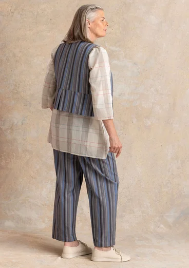 “Esme” woven organic cotton/linen trousers - iron grey/stripe