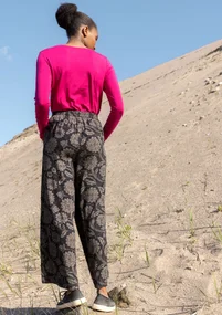 Pantalon tissé "Moonlight" en viscose/lin - noir