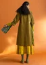 Corduroy dress in organic cotton/spandex (dark olive S)