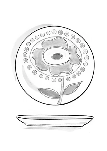 “Tulipanaros” ceramic plate - flax blue