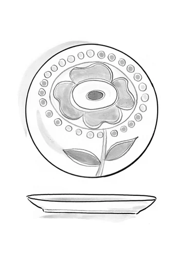 “Tulipanaros” ceramic plate - flax blue