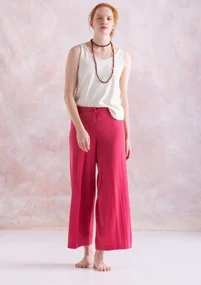 Fine-knit organic cotton trousers - coral