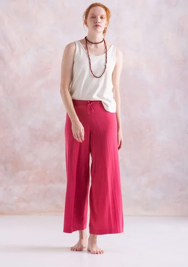 Fine-knit organic cotton trousers - coral