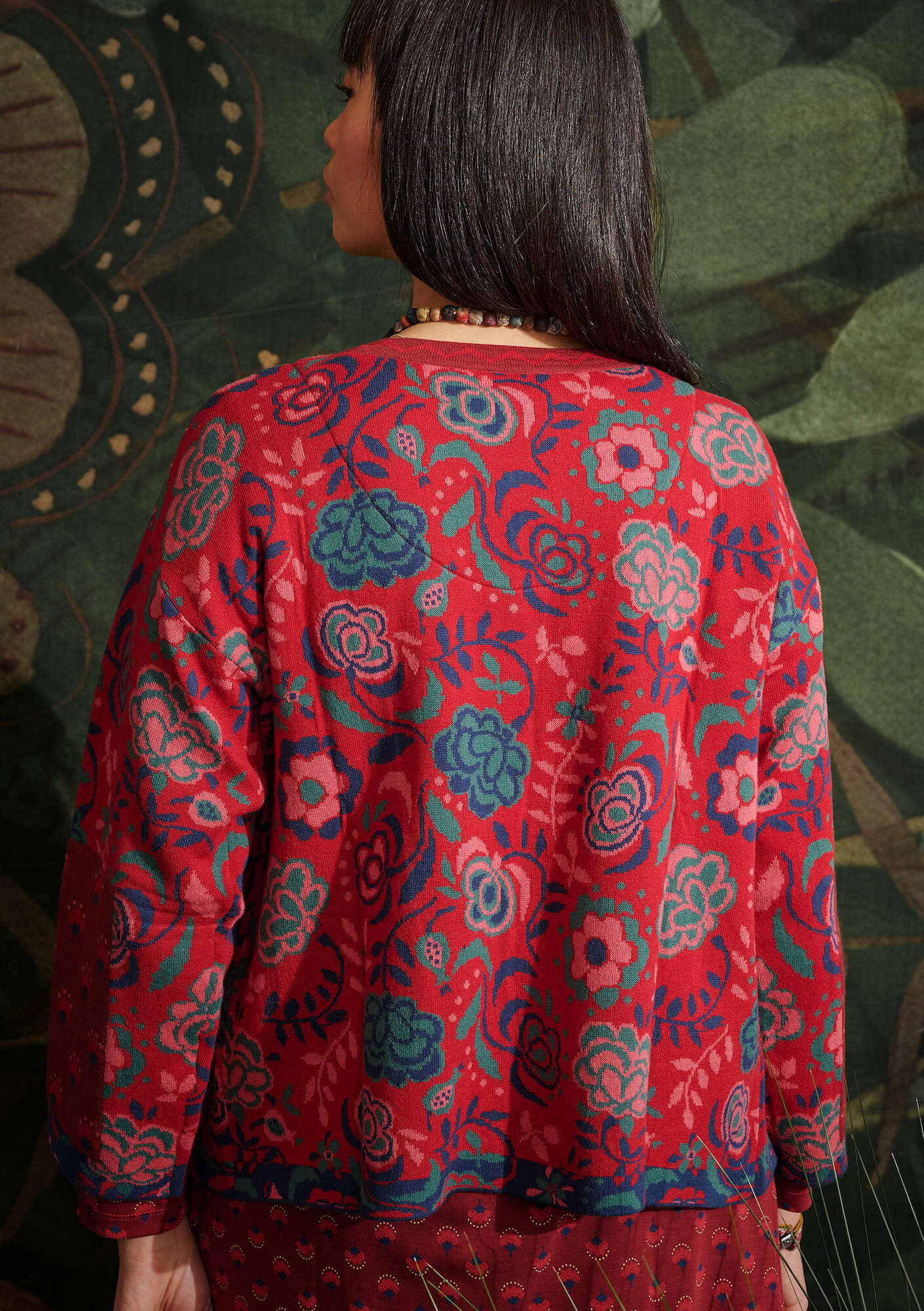 “Orsa” cardigan in organic/recycled cotton tomato
