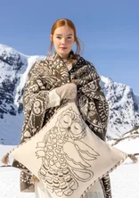 Stickat kuddfodral "Owl" i lammull - ostron