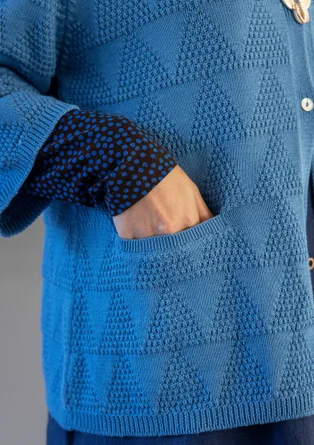 Strukturstrickjacke aus Bio-Baumwolle - leinenblau
