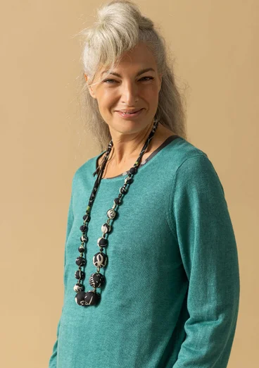 Tunic in a linen/recycled linen knit fabric - aqua green