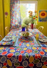 “Sol” patterned organic cotton tablecloth - cobalt blue
