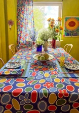 “Sol” patterned organic cotton tablecloth - cobalt blue