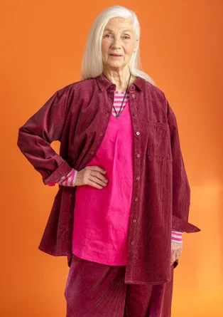 Corduroy overhemdblouse van biologisch katoen - wijnrood