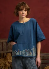 “Fields” organic cotton embroidered blouse - dark indigo
