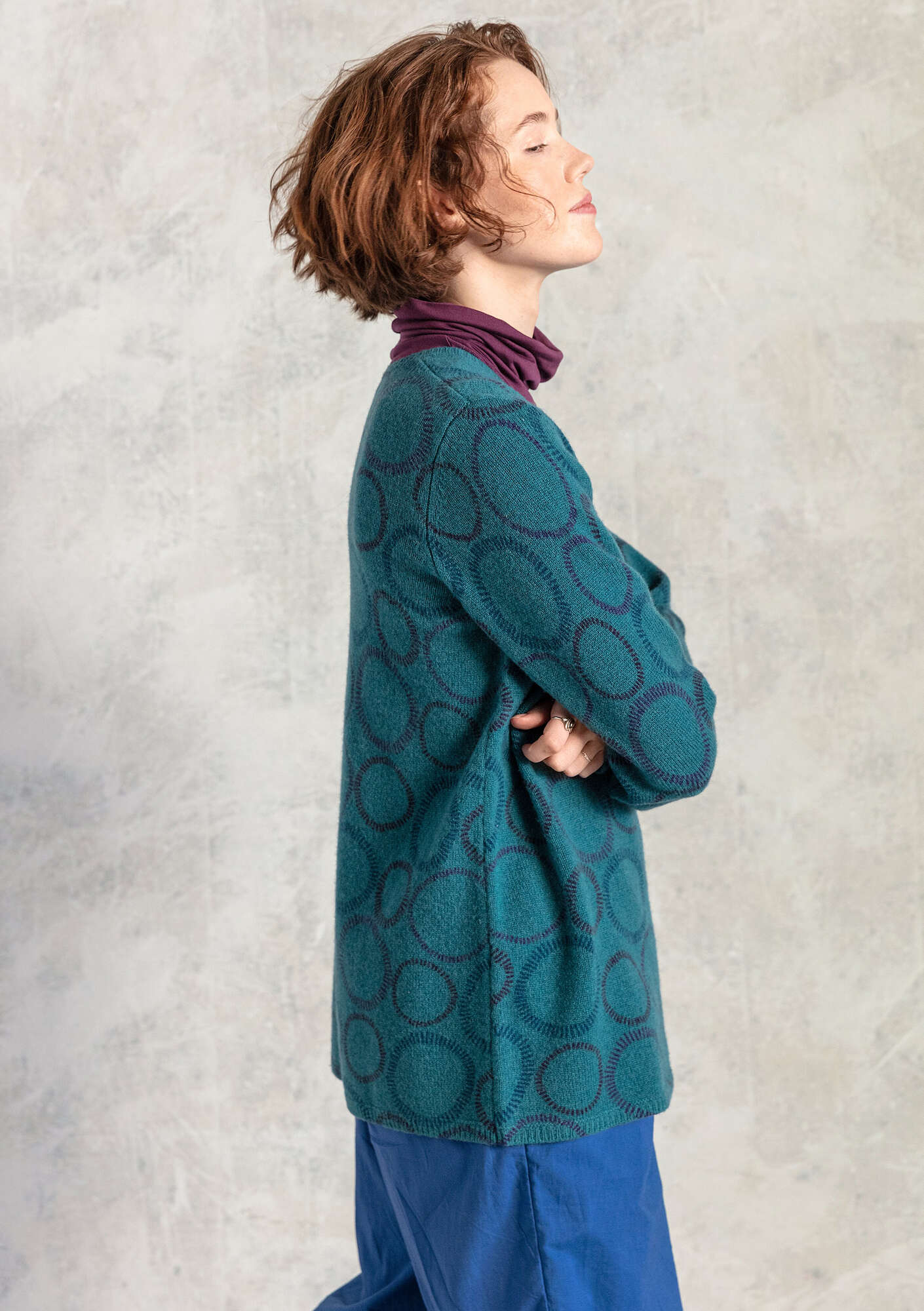 “Celia” wool sweater indigofera/patterned
