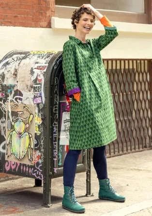 Robe "Concrete" en coton biologique tissé - vert foncé