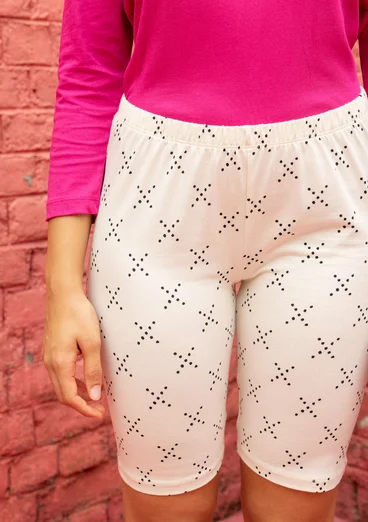 Korte tricot legging "Crossing" van biologisch katoen/elastaan - amandelmelk
