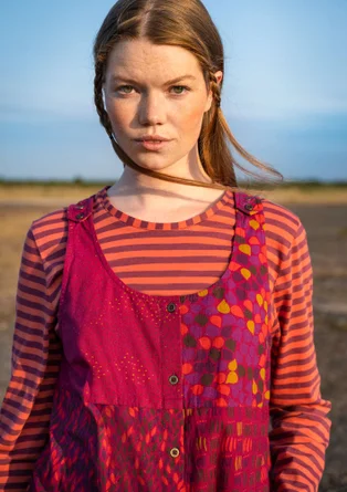 “Earth” dress in woven organic cotton/linen - dark hibiscus