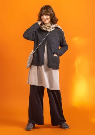 Cardigan in wool - dark ash grey melange