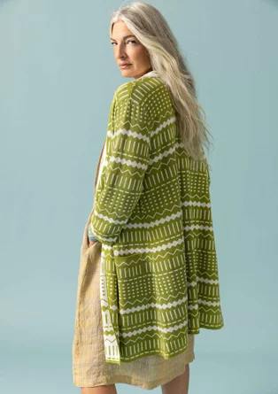 “Elsie” cardigan in organic/recycled cotton - asparagus
