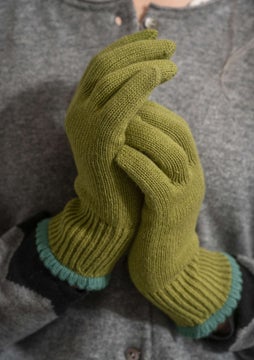 Wool/organic cotton gloves salvia