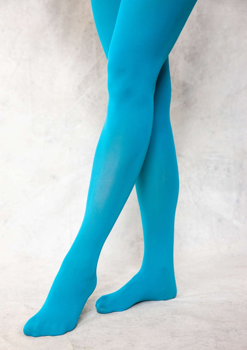 Solid-colour tights made from recycled polyamide lagoon blue