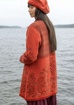 Langstrickjacke „Nova Scotia“ aus Lammwolle - kupfer-gemustert