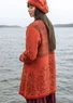 Lang strikkejakke «Nova Scotia» i lammeull (kobber/mønstret S)