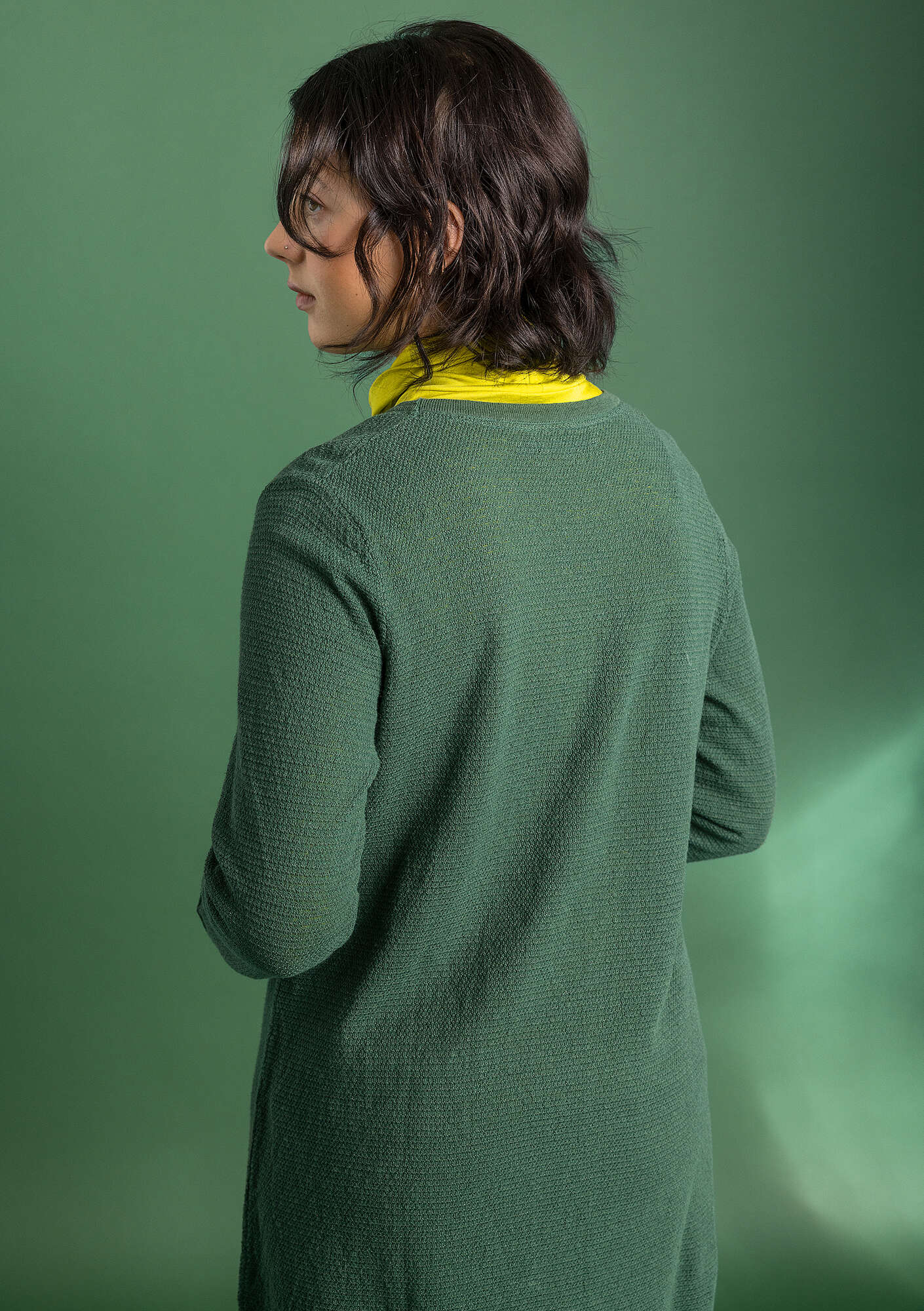 Tunic in linen/cotton dark green