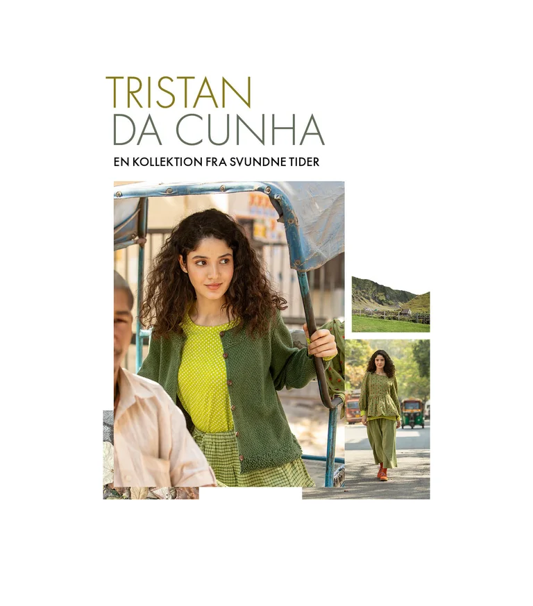 Two pictures of women wearing green clothing from Gudrun Sjödén’s winter collection.
