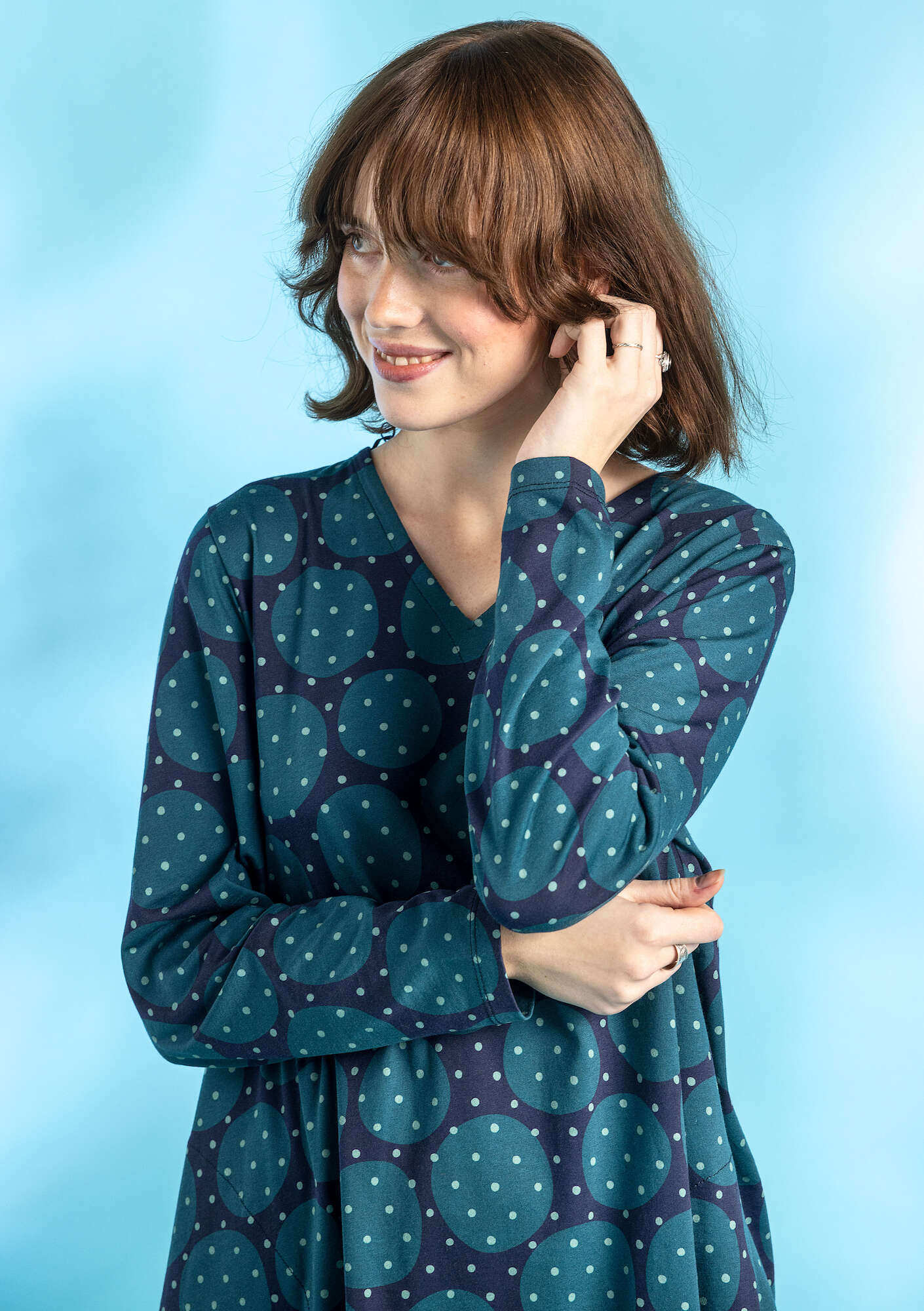 Tunique  Oriana  en jersey de coton biologique/modal indigo foncé/motif thumbnail