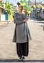 “Keita” woven dress in organic cotton iron gray thumbnail