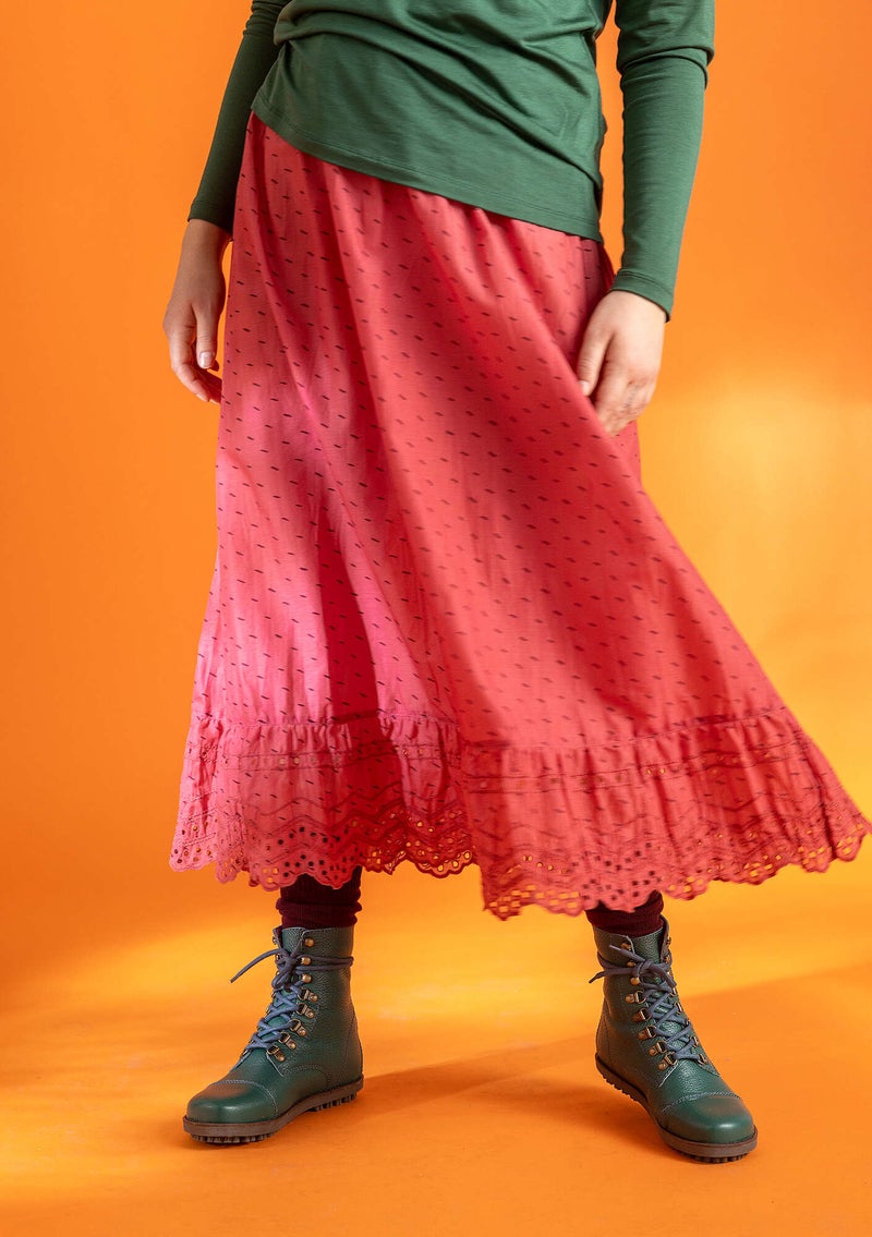 “Luna” woven organic cotton underskirt coral/patterned
