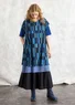 “Rut” woven viscose/linen tunic (ink blue/patterned XS)